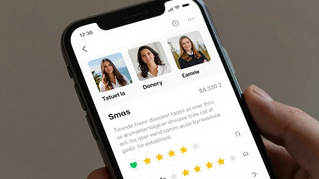 A secure messaging screen displays a verified escort profile with photos and rates.